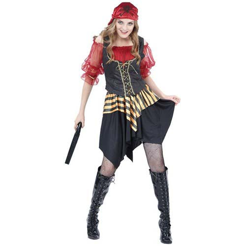 Piraat dame rood/zwart mt. M/L