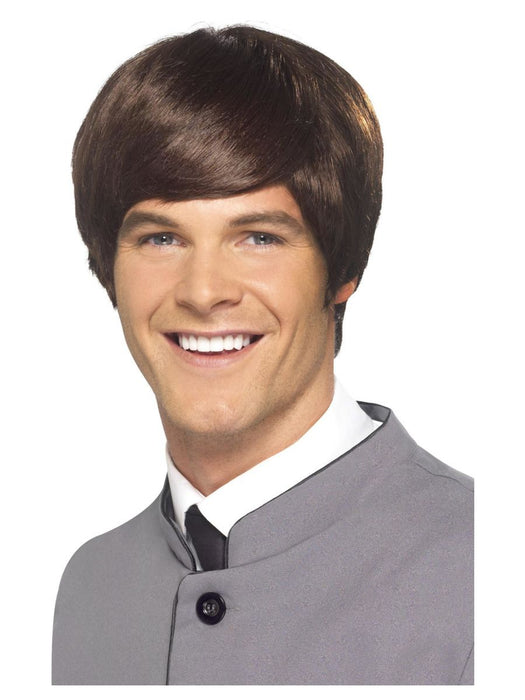 Pruik 60s Male Mod kort, bruin