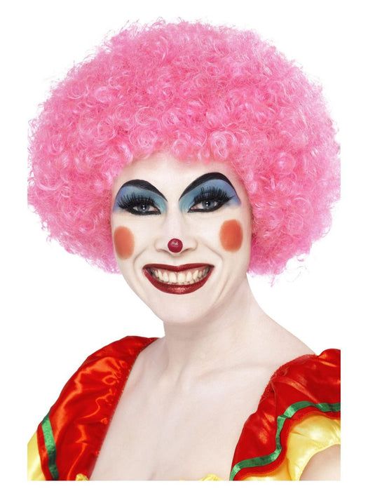 Pruik Crazy clown, roze