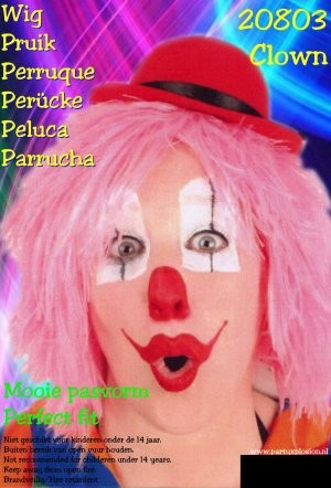 Pruik clown pink