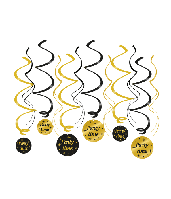 Swirls zwart/goud Party time