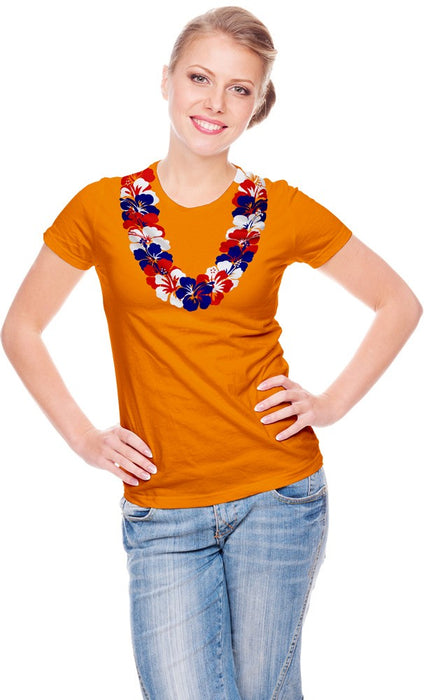 T-shirt vrouw hawaï oranje mt.S
