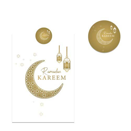 Uitdeelzakjes papier Ramadan Kareem goud 6st.