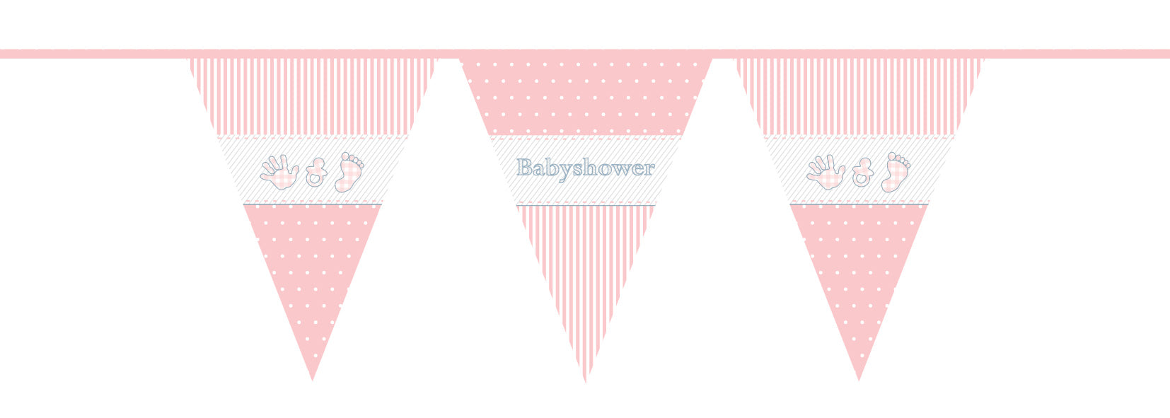 Vlaggenlijn babyshower roze 10m.