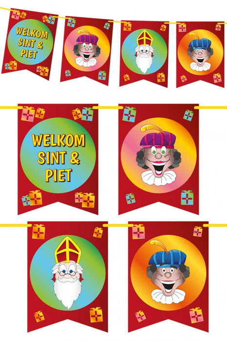 Vlaggenlijn vaandel Welkom Sint en Piet 6m (dubb)