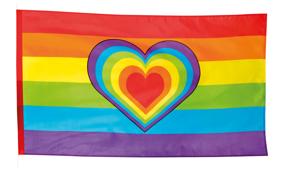 Vlag regenboog met hart 90x150cm