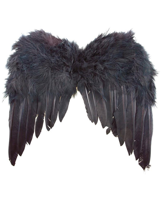 Vleugels met veren zwart 35cm