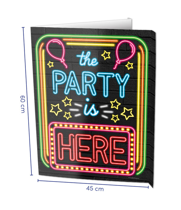 Window sign - The party is here